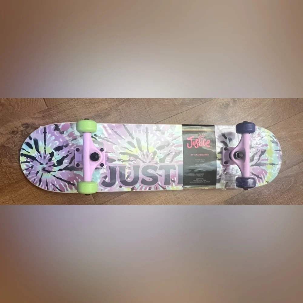 NWT justice girls standard popsicle board tie dye skateboard durable